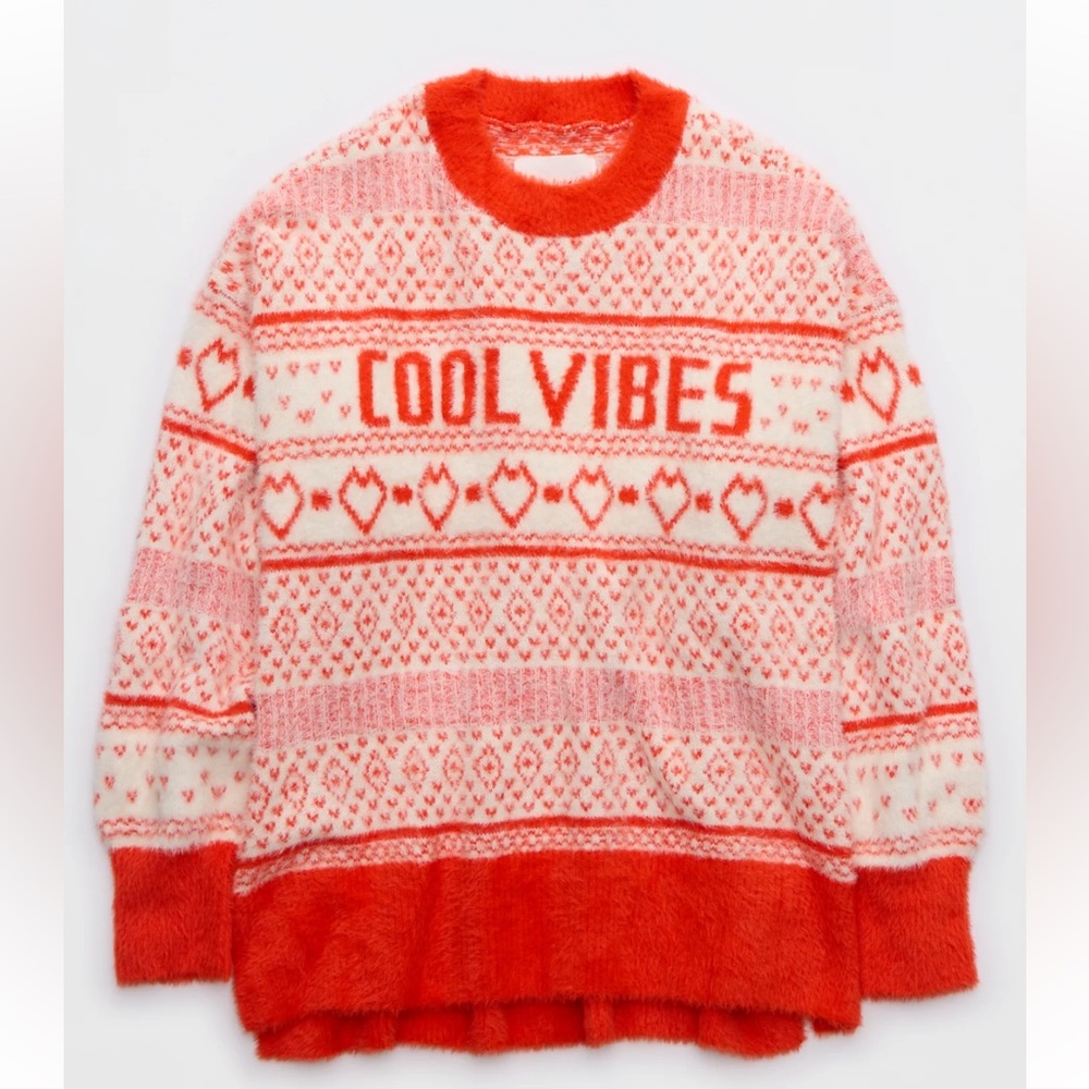 AERIE size XSMALL Flurry Buttery-Soft Oversized Crew LOVE Sweater FAVORITE NEW